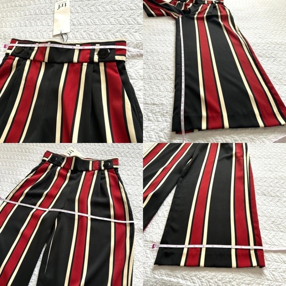 NWT Zara trf Collection Cropped Wide Leg Striped Pants with Button Waist Detail - Picture 10 of 15